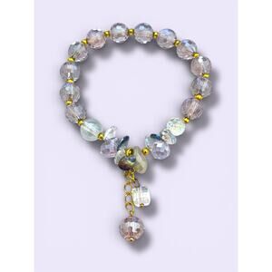 Purple Swarovski Beaded Charm Bracelet